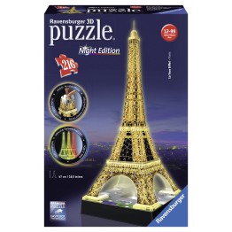 Puzzle 3D Turnul Eiffel noaptea, 216 piese Ravensburger